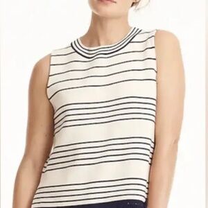 J Crew Fringed Stripe Sweater Tank Merino Wool Cotton Size Small